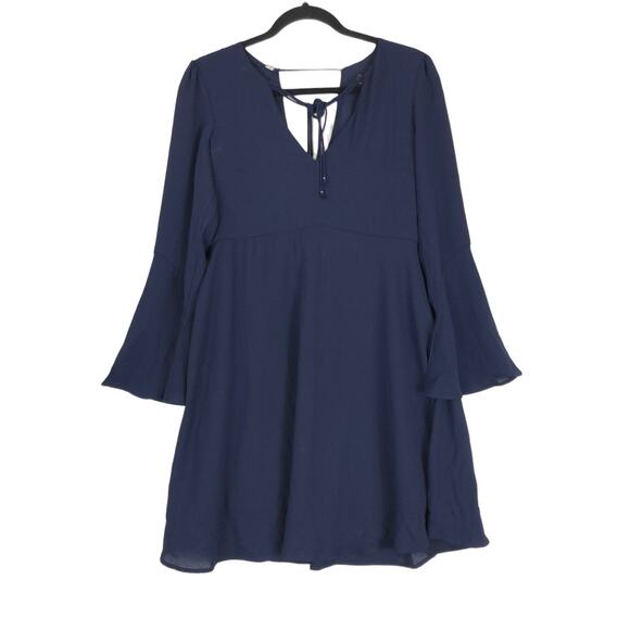 Sam Edelman Womens size 0 dress navy front tie bell sleeve DEFECT - Picture 1 of 6
